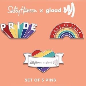 New! Sally Hansen x GLAAD Pride Enamel Pin Set Limited Edition + bonus! 🌈
